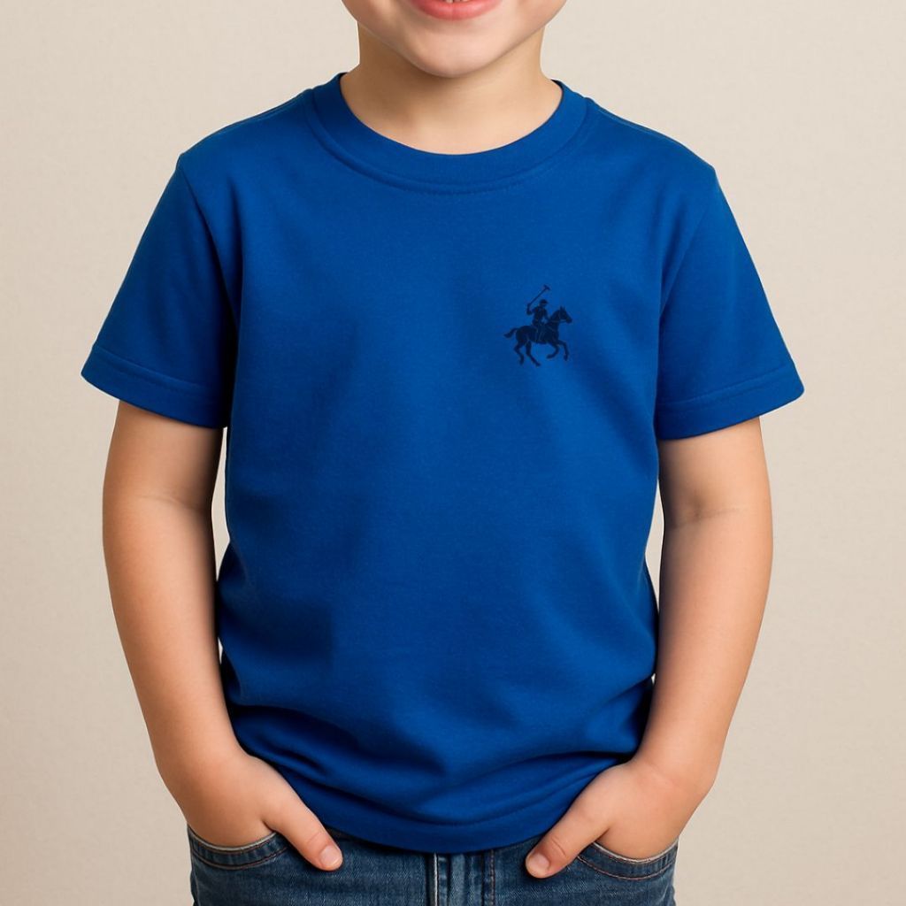 Camiseta Masculina Azul Básica Infantil Juvenil Polo Estampada Exclusiva Casual Festas Verão Moda Infantil