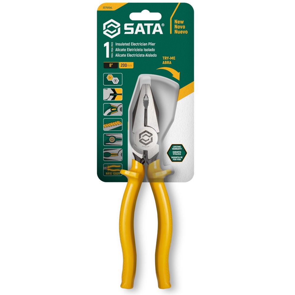 Alicate universal para eletricista isolado 8" -  ST75104L Sata em Oferta na Shopee