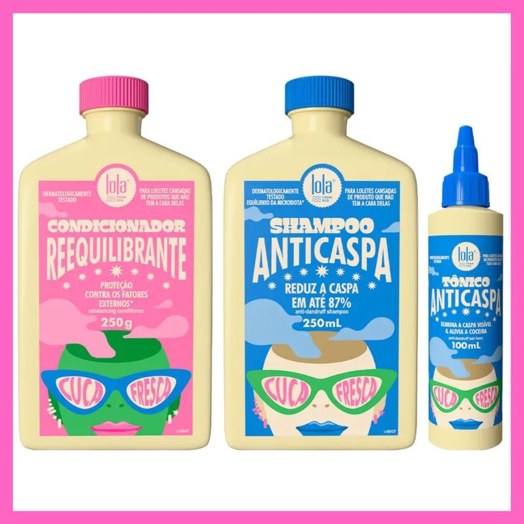 Kit Cuca Fresca Anticaspa - Shampoo 250ml + Condicionador 250ml + Tônico 100ml - Lola Cosmetics