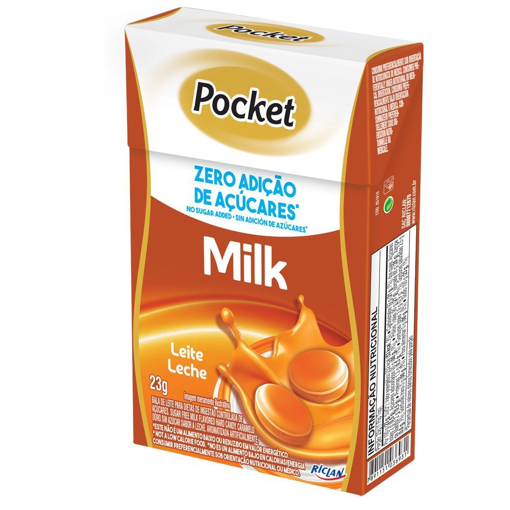 Bala Pocket Zero Adição de Açucares Milk 23g em Oferta na Shopee