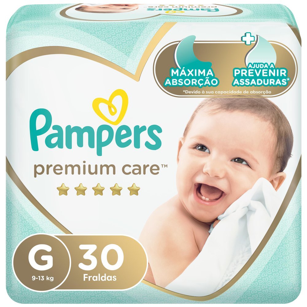 Fralda Pampers Premium Care Tamanho G Pacote Mega 30 Fraldas Descartáveis em Oferta na Shopee