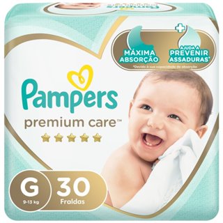 Fralda Pampers Premium Care Tamanho G Pacote Mega 30 Fraldas Descartáveis em Oferta na Shopee