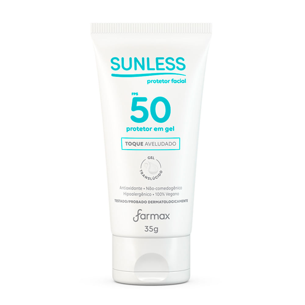 Protetor Solar Facial Sunless Gel Translúcido FPS 50 35g em Oferta na Shopee