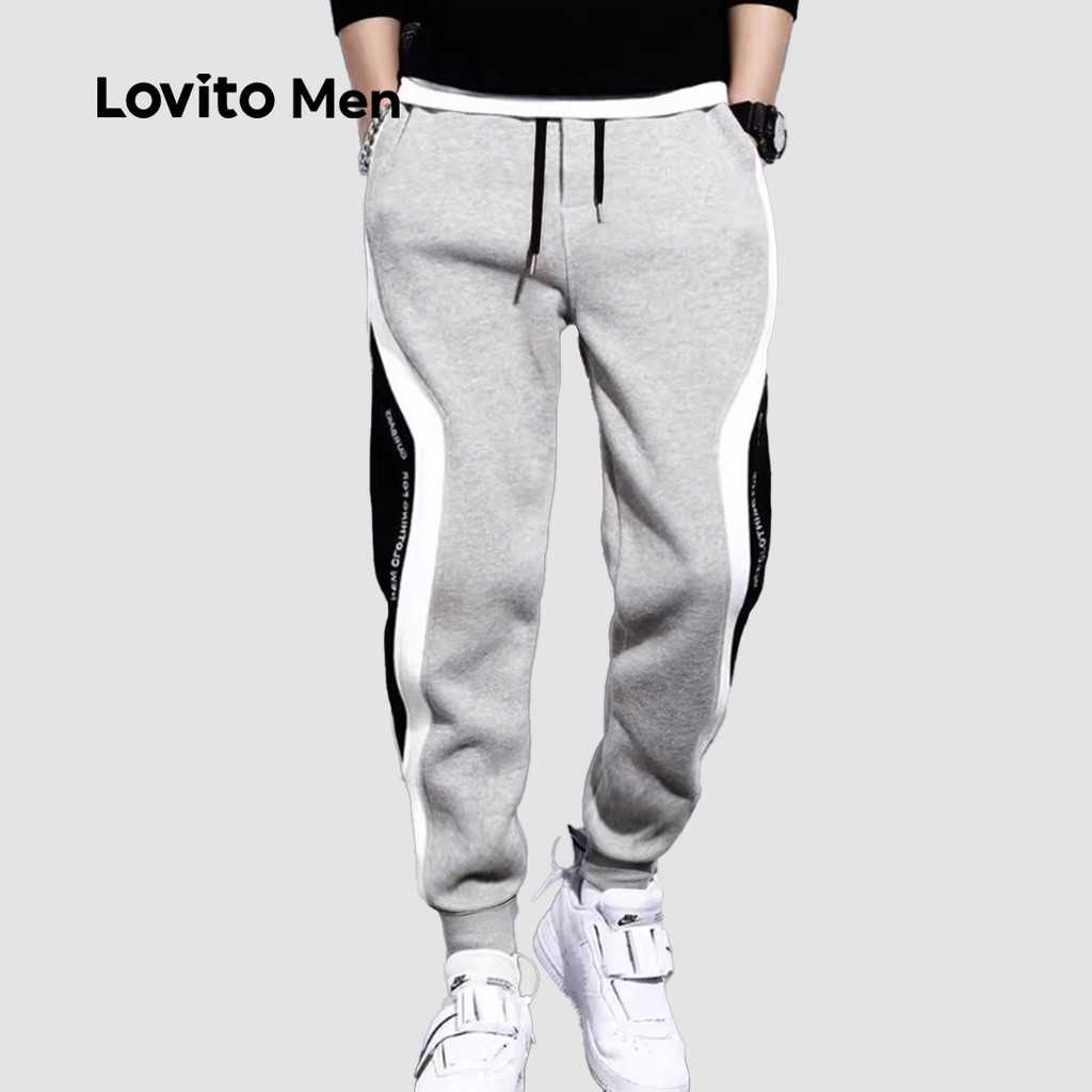 Lovito Men Calçado Casual Jogger com Blocos de Cor Cordão Bolso para Todas As Estações Cinza Jogger LNE118048 Lovito Men Calçado Casual Jogger com Blocos de Cor Cordão Bolso para Todas As Estações Cinza Jogger LNE118048