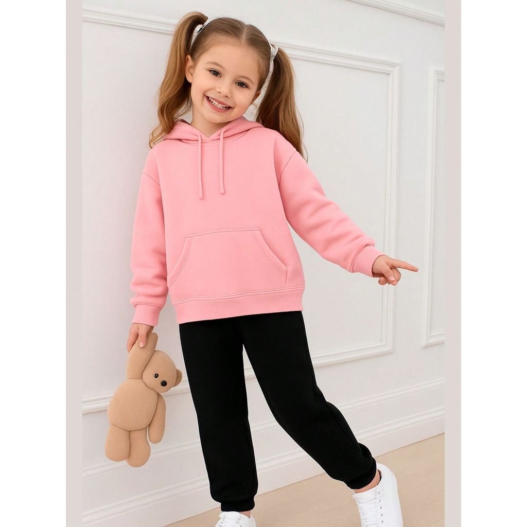 Conjunto Moletom Infantil Alogão Liso Blusa de Frio Canguru + Calça Blusao Premium Com Capuz