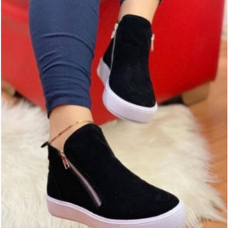 Sapato De Veludo Forrado De Pelinho Fofo Como Pelucia Bota Feminina Tenis Cano Alto Estilo Botinha - Cores Novas em Oferta na Shopee