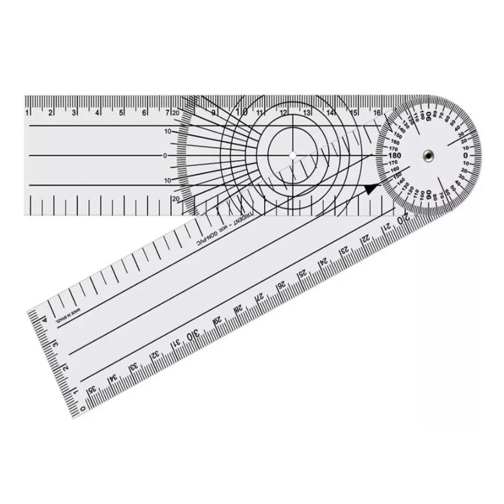 REGUA TIPO GONIOMETRO FISIOTERAPIA ARTICULAR 0-360 GRAUS
