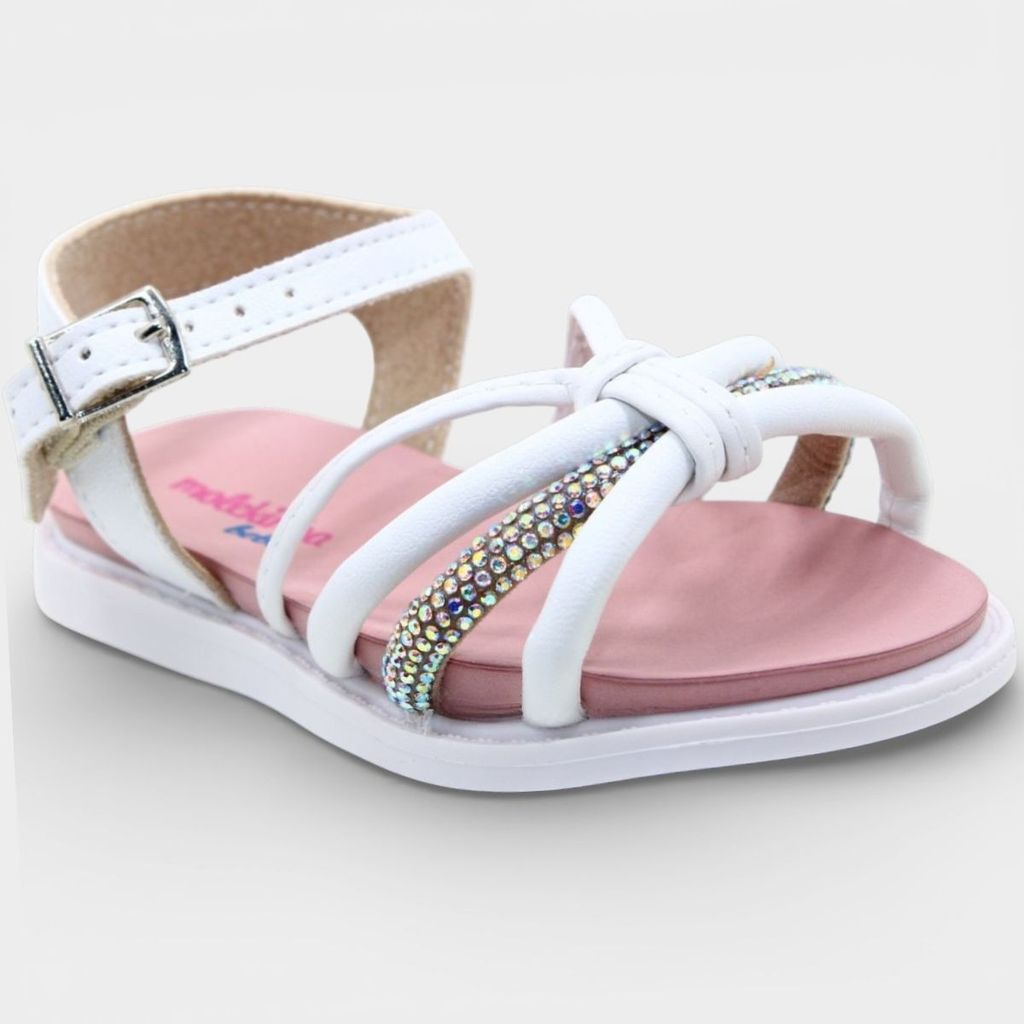 Sandália Molekinha Strass Tiras Baby - Branco em Oferta na Shopee