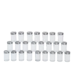 Kit 24 Porta temperos com tampa giratória inox e vidro 90ml - Mozcada