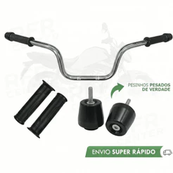 Kit Guidão Cargo Honda CG Fan Titan 160 + Pesinhos PCX 150 Cor Preto + Manoplas