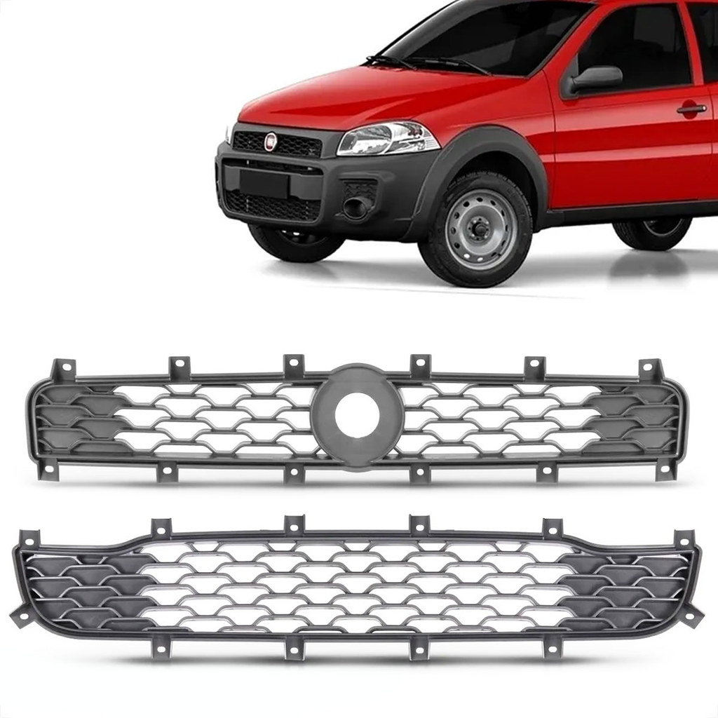 Kit Grades Parachoque Inferior Superior Cinza Strada Working 2014 2015 2016 2017 2018 2019 2020