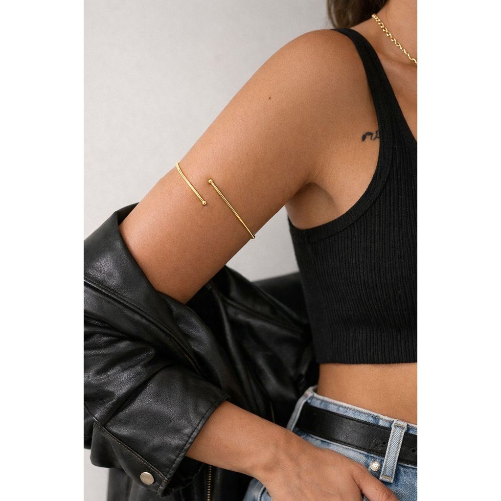 Bracelete antebraço luxo grego Semi joia ouro 18kl e prata 925 verniz italiano