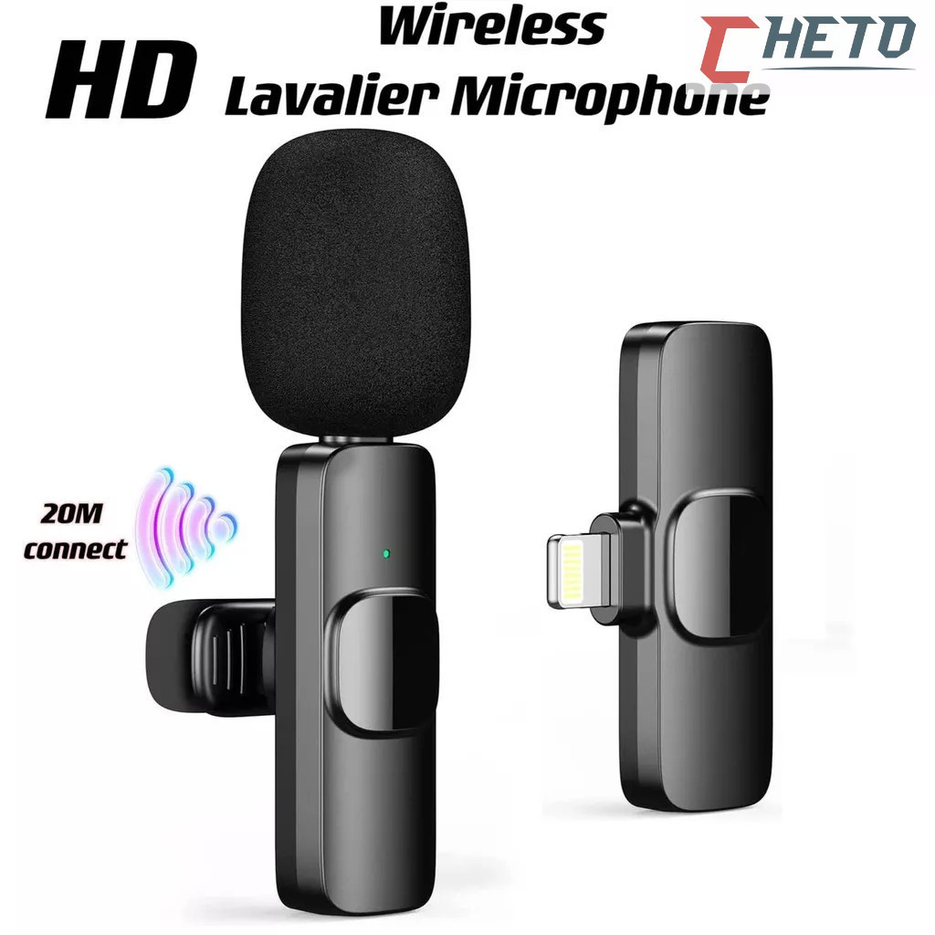 Microfone de Lapela Sem Fio K9 Vlog Compatível Tipo C e iPhone em Oferta na Shopee