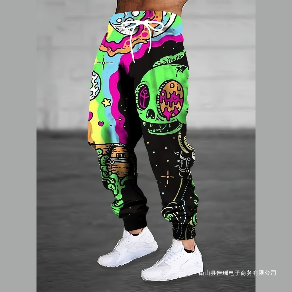 2025 Outono Novas Calças Casuais Masculinas Europeias E Americanas Transfronteiriças De Moletom Impressão digital 3D Rot