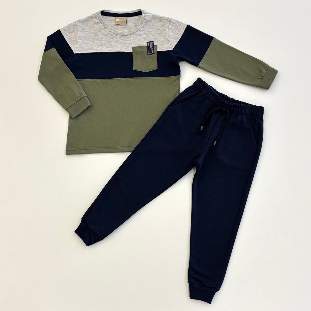 Conjunto Milon Infantil Menino Camiseta e Calça Moletom Inverno Moda Kids 2001541