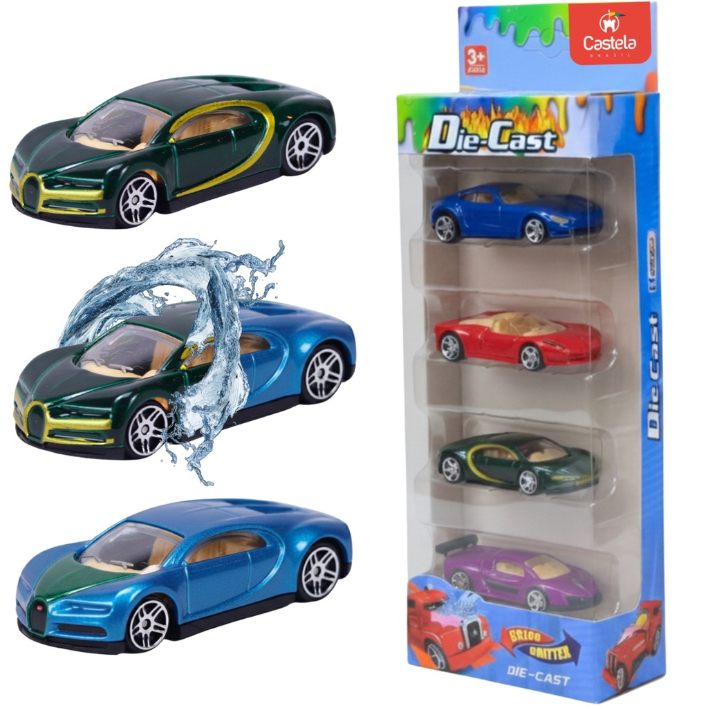 Pack 4 Carrinhos Miniaturas Sortidos Muda de Cor com Agua - Castela em Oferta na Shopee