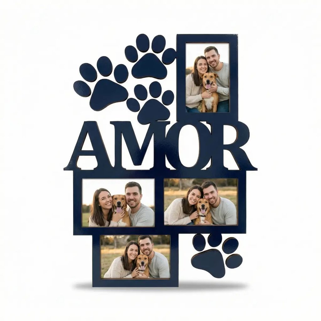 Porta Retrato Pet Painel Decorativo MDF Amor Quadro Fotos Pet Decoração Pet Shop Presente Pet Lover