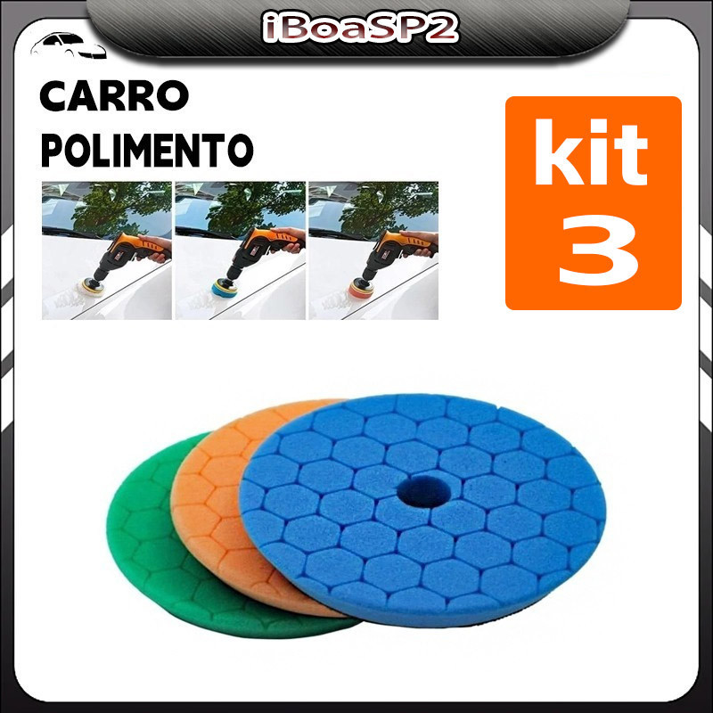 Kit 3 Boina De Espuma Polimento Corte Lustro Refino 5'' Novo