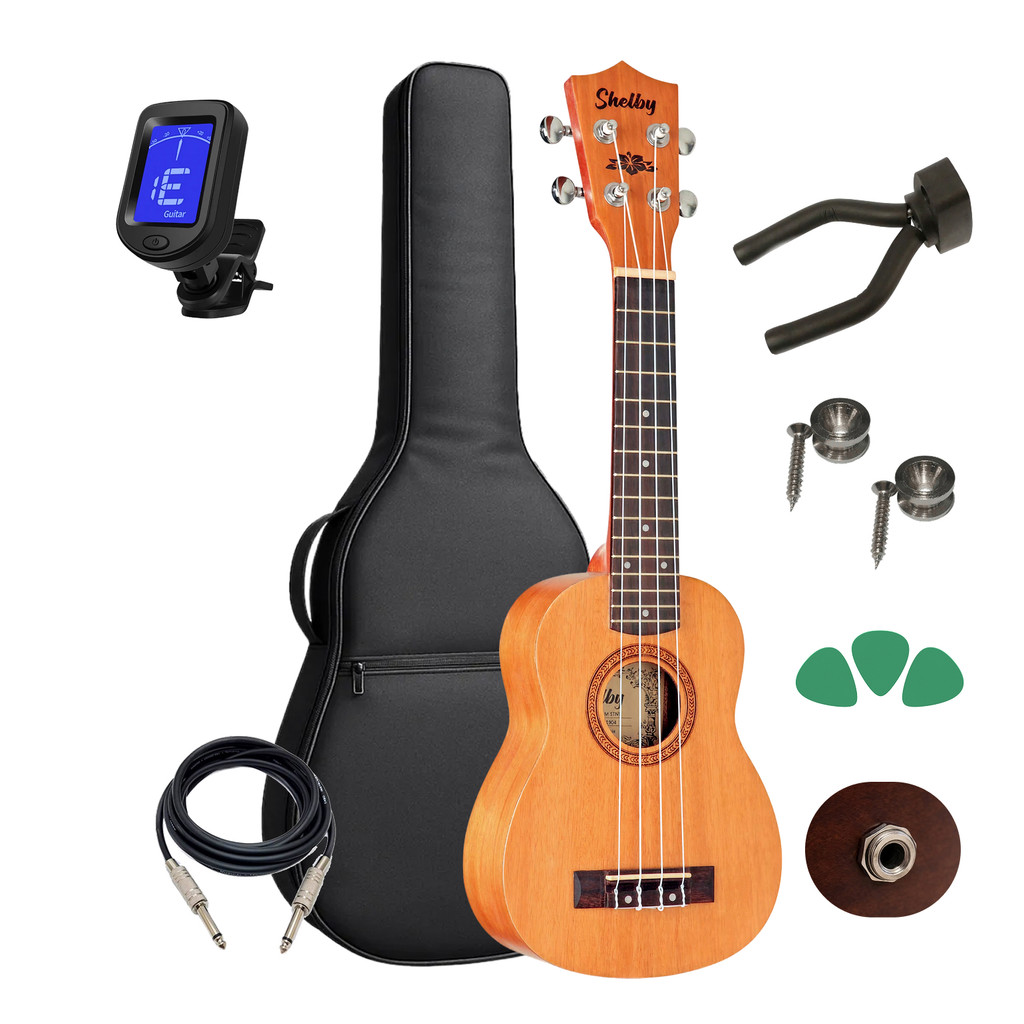 Ukulele Shelby Soprano Su21m Elétrico +capa Afinador Suporte em Oferta na Shopee