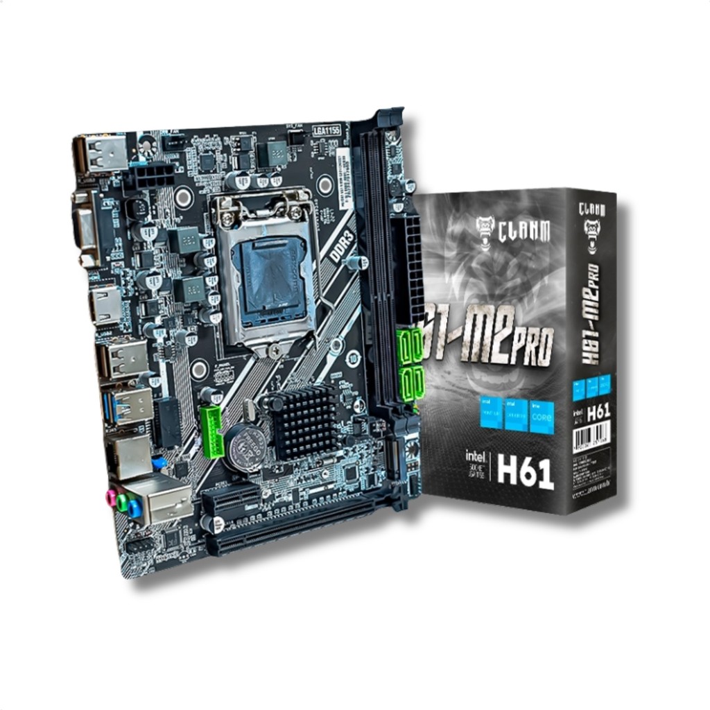 Placa Mãe H61 Clanm Intel LGA1155 mATX DDR3 M.2 NVMe Gigalan Preto H61-M2PRO