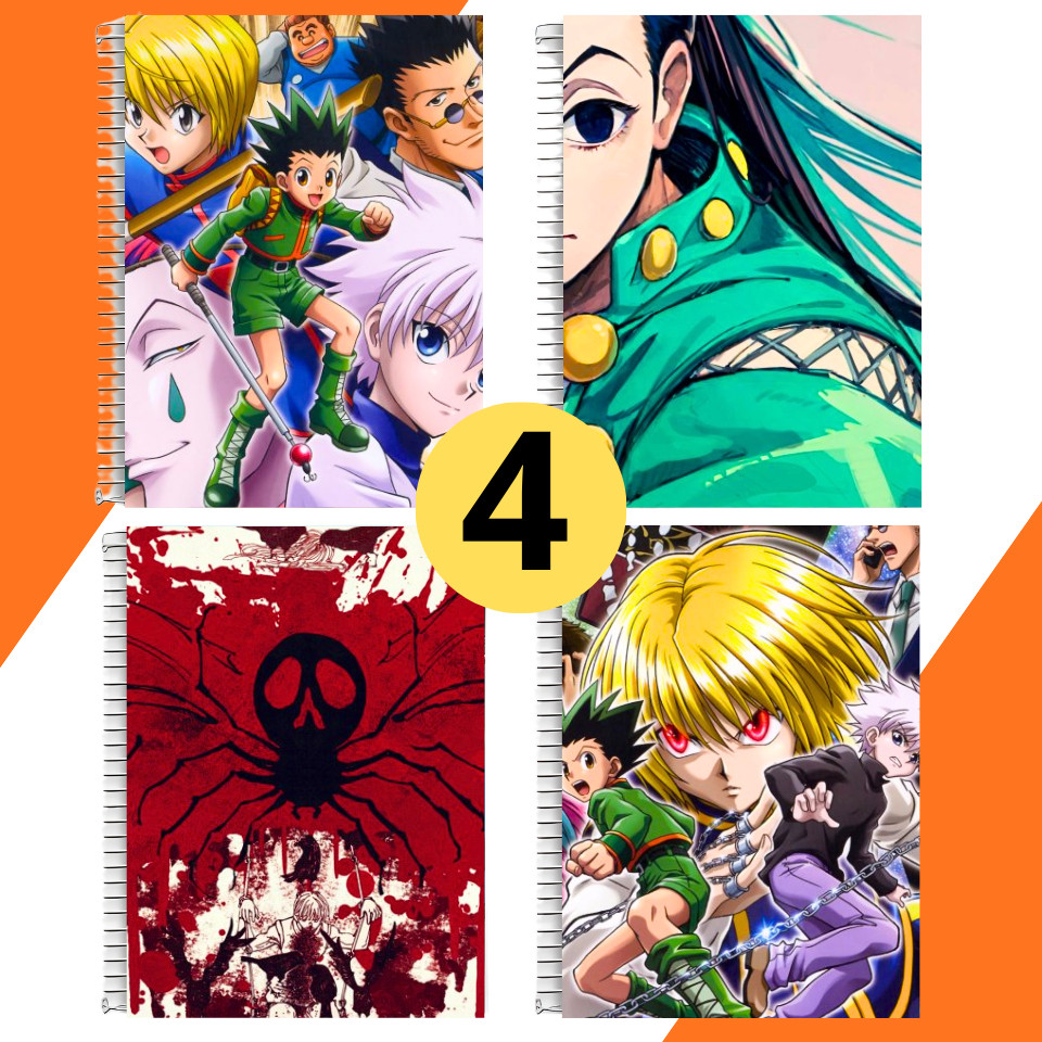 Kit 4 Adesivos Para Capa de Caderno Anime Hunter x Hunter Quarto Escolar Poster Excelente Qualidade Premium