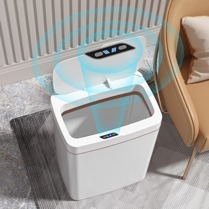 Lixeira Automática Sensor Branca Balde Inteligente Recipiente Sujeira Organização Casa Achadinhos
