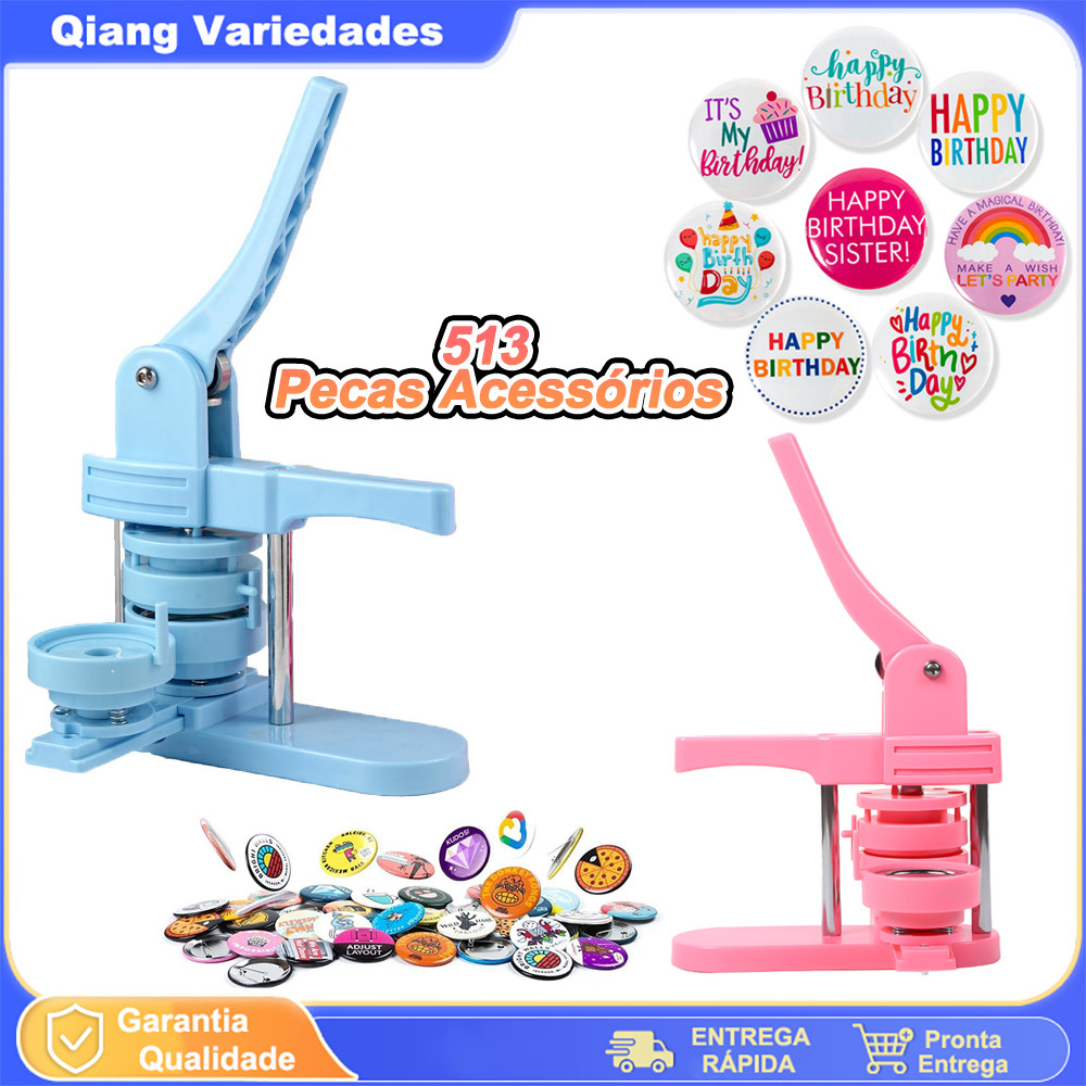 Kit Máquina de Fazer Botões Personalizados Criação de imã de Geladeira 58x58mm+513 Pecas Acessorios em Oferta na Shopee