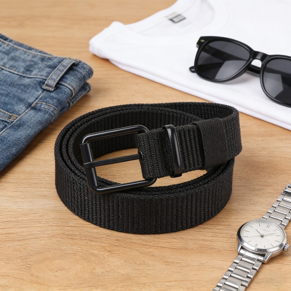 Cinto de Lona Perfurado New Tactics - Unissex com Fivela de Pino Ajustável para Jeans e Esportes ao Ar Livre