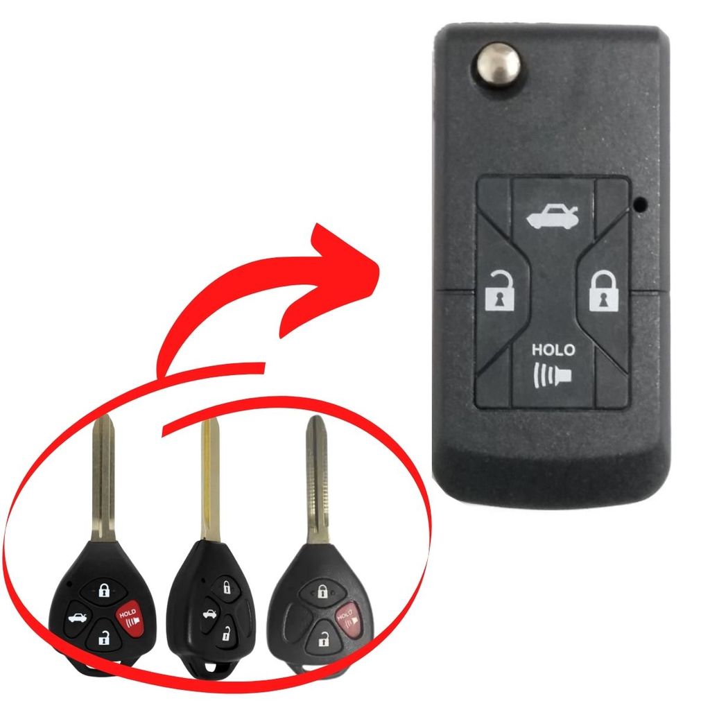 CHAVE CANIVETE CARCAÇA OCA PARA ADAPTAÇÃO TOYOTA HILUX / SW4 / ETIOS / RAV4 / COROLLA DE ATÉ 4 BOTÕES
