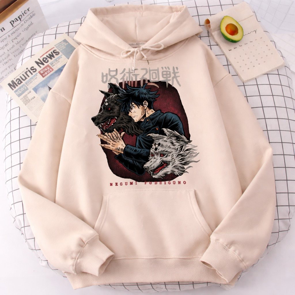 Moletom Canguru Com Capuz Megumi Fushiguro Jujutsu Kaisen Anime Japanese Unissex Qualidade Premium