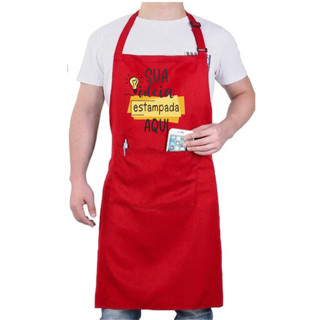 Avental Personalizado Com Sua Arte Vermelho em Oferta na Shopee
