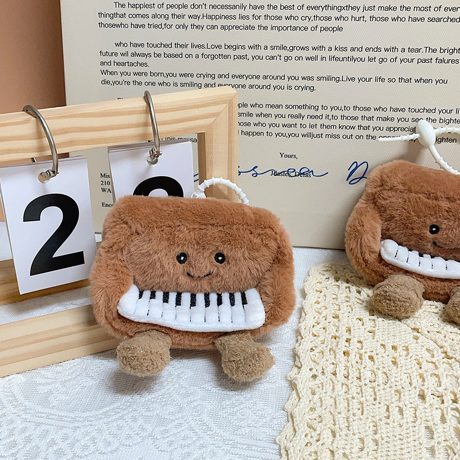 Pingente de Pelúcia de Piano com Olhos de Feijão, Estilo Cartoon, Boneco Criativo de Instrumento Musical, Ornamento para