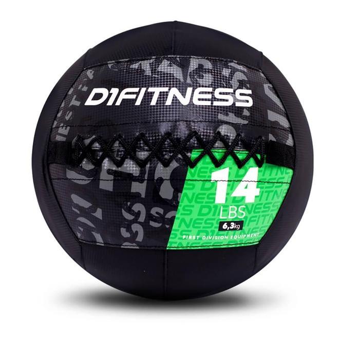 Wall Ball 3.0 D1Fitness 14Lbs Preto Profissional Academia Medicine Ball Premium