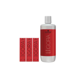 Kit Schwarzkopf Professional Igora Royal 3x Coloração 8-77 + 1 Oxigenada 20vol 1L