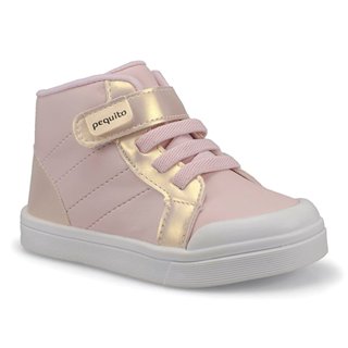 Tênis Cano Alto Infantil Feminino Rosa Calce-Fácil Fecho Elastico 25200 Pequito em Oferta na Shopee
