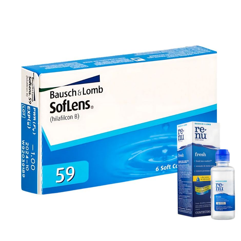 Lentes De Contato Mensal SOFLENS 59 Bausch&Lomb + Renu 120ml