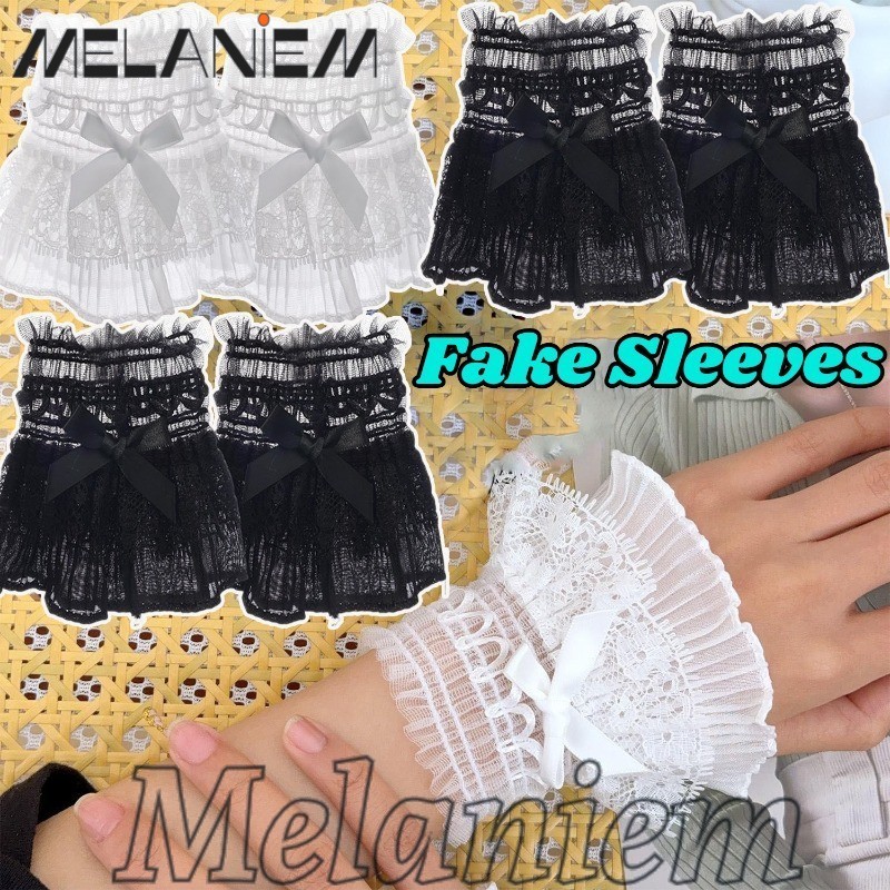 1-2 Pares De Punhos Falsos Com Laço De Renda Babados – Para Casamento , Roupas De Festa Manga Elástica Removível Lolita 
