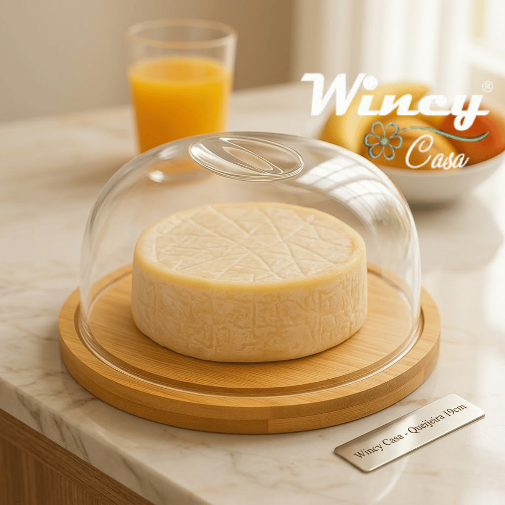 Queijeira 19cm Com Cúpula Acrilico Transparente - Wincy Casa / Queijo Mantegueira Mesa Posta Cozinha