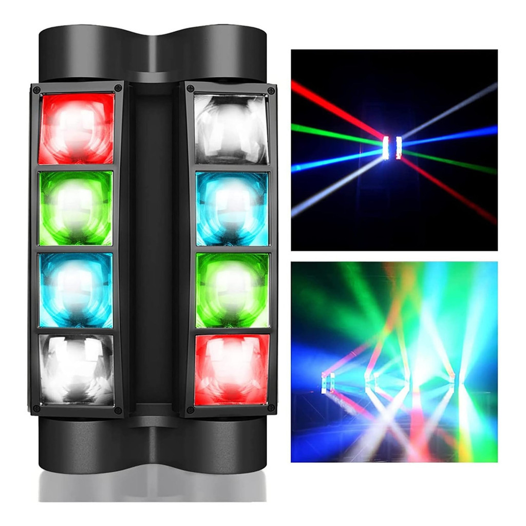 Luz De Palco DJ Moving Head Led Colorido Mini Spider Beam 8 Leds 5w RGBW Mesa Dmx Com Strobo Sensor Som  Automatico