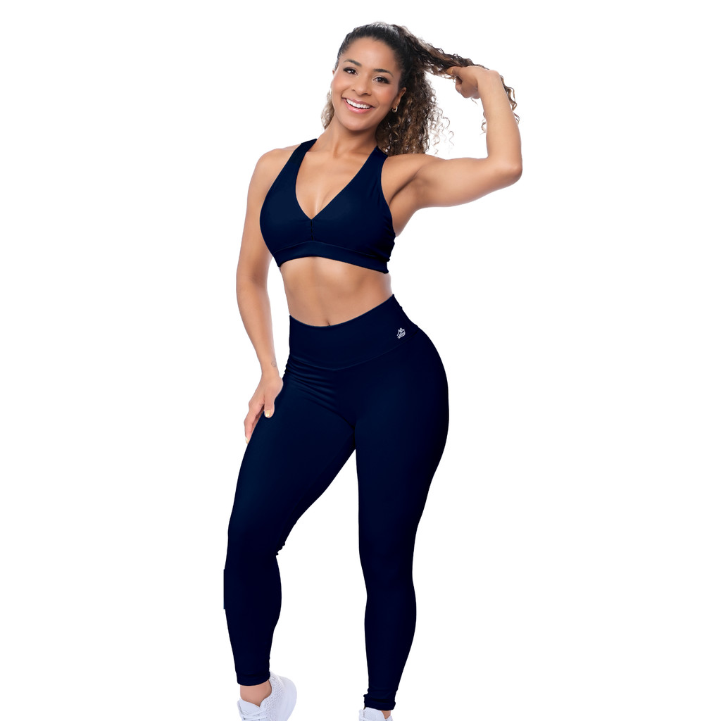 Conjunto Fitness Feminino Legging e Top Modelador Cós Alto Zero Transparência Academia Treino Confortável