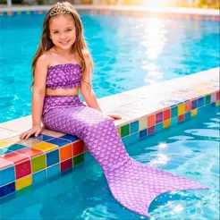 Fantasia Sereia Infantil Roxa com Nadadeira Cauda e Top Cor Exclusiva Fantasias Carol