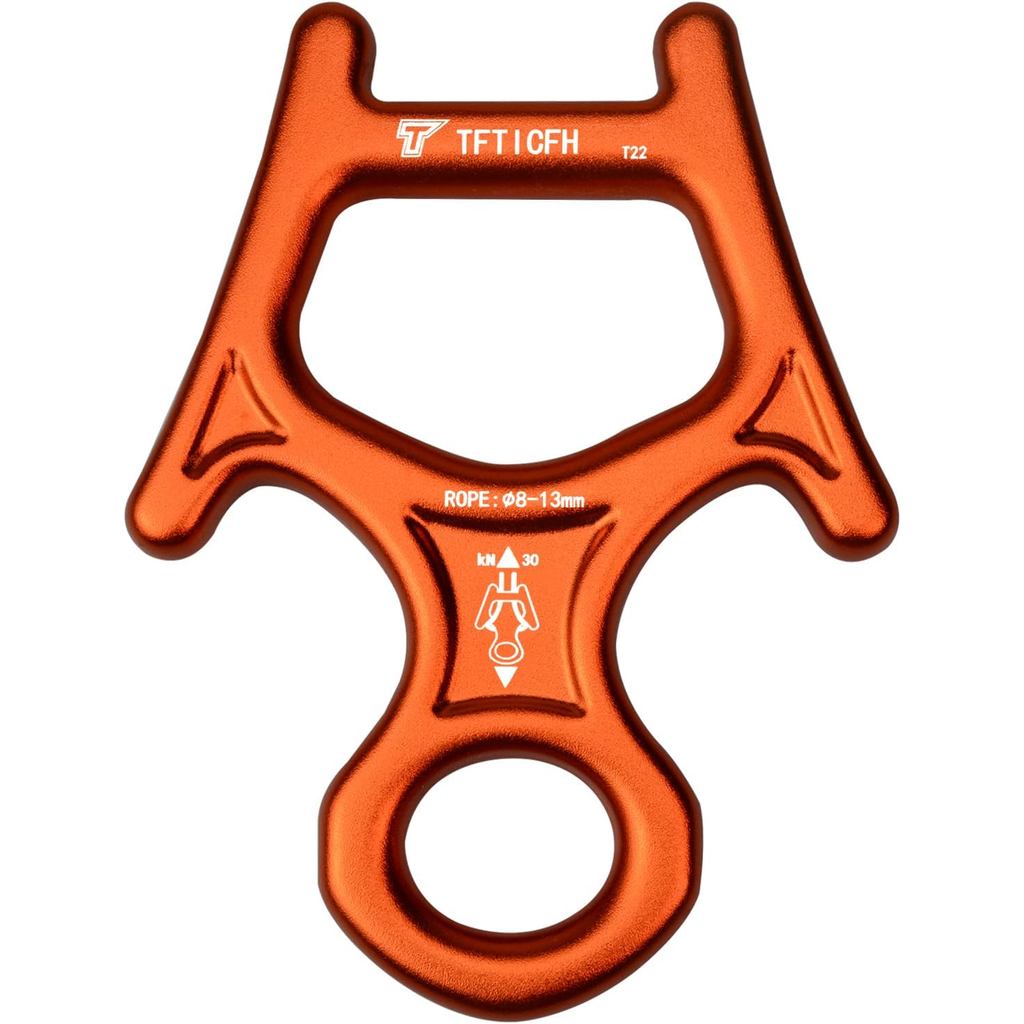 Descensor Tipo 8, Descensor de Escalada 30kN, Equipamento de Segurança e Rapel em Alumínio 7075 de Alta Resistência para