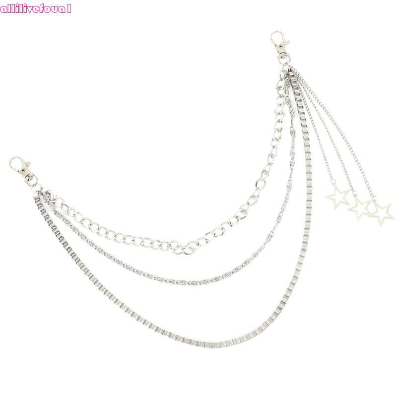 allilivefoua1 Corrente Cinto Decorada Estrela Estranha Hip Hop Para Estilos Roupas Punk Góticas