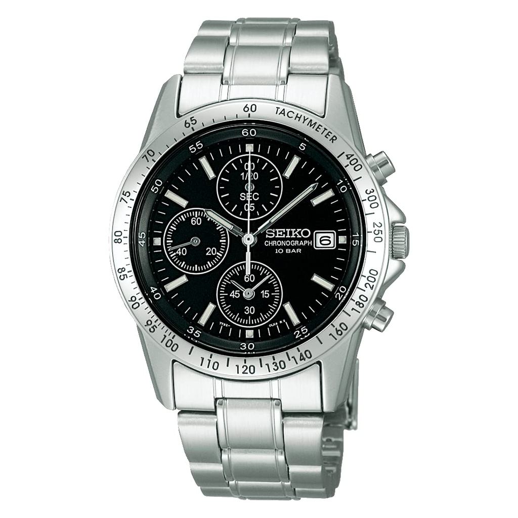 [SEIKO WATCH] Seletion SBTQ041 Relógio De Pulso Masculino Bateria Cronógrafo De Quartzo Com Calendário De Data Mostrador Preto
