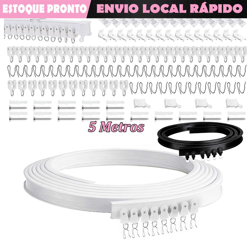 5 metros Trilho Para Cortina De Teto Kit Para Com Acessórios De Instalação Para Janelas Cortinas Chuveiro RV