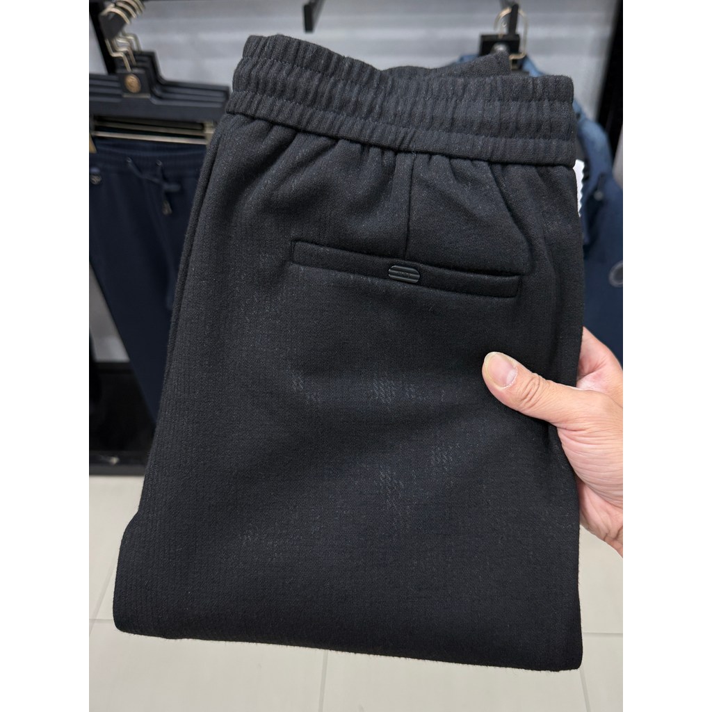 [H Home] Incluindo marca de cordão elástico de lã de ovelha com etiqueta de corte de armário calças retas primavera outo