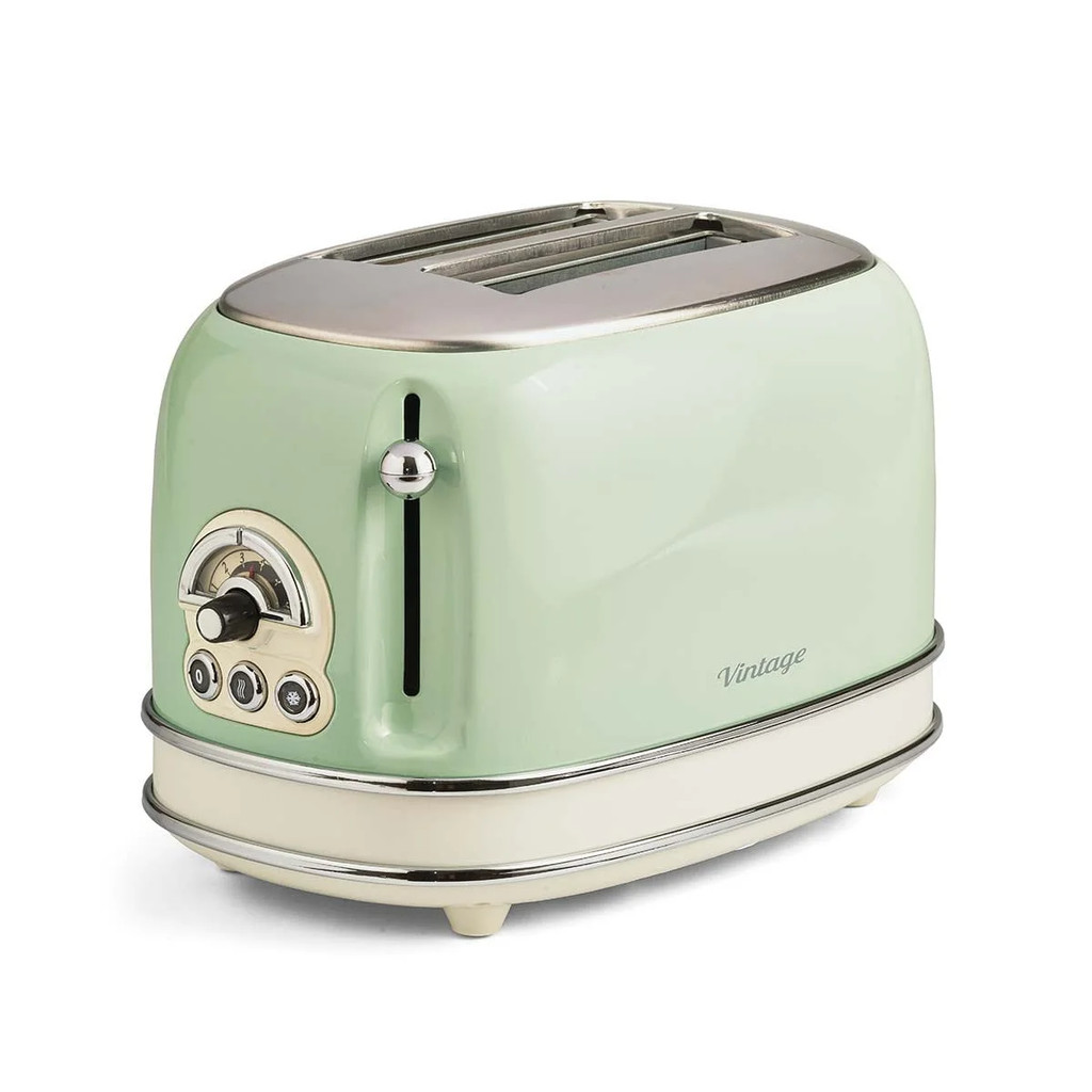 Torradeira Elétrica Cor Verde Ariete Linha Vintage 750W para 2 Fatias 6 Níveis de Tostagem 220V