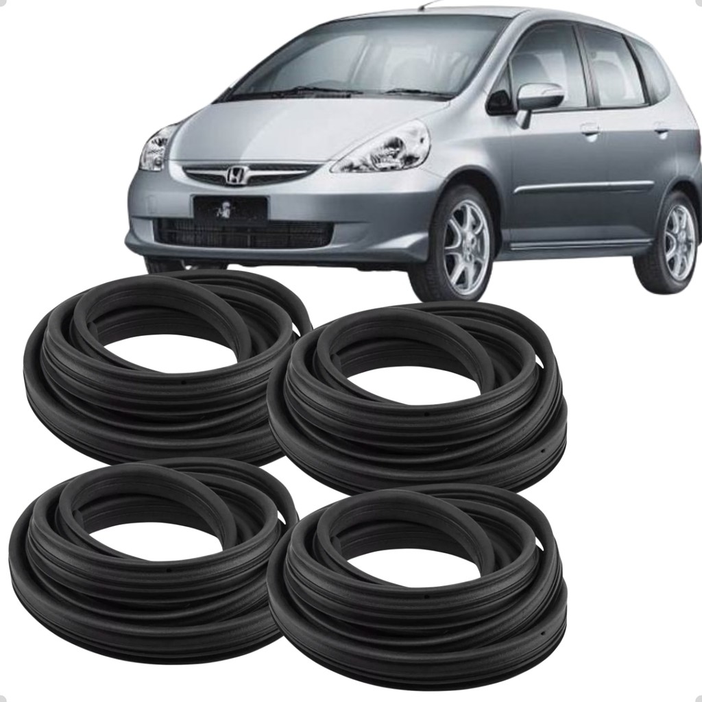 KIT 4 BORRACHAS GUARNIÇÃO DE PORTA DIANTEIRO E TRASEIRO HONDA FIT 2003 2004 2005 2006 e 2007