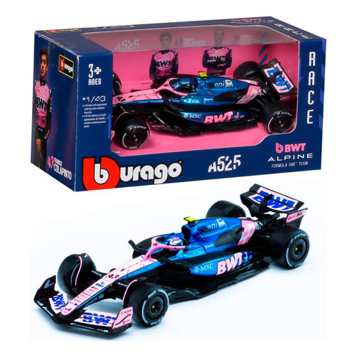 Miniatura Carro F1 Alpine A525 Bburago 1/43 Formula 1 Team Pierre Gasly A525 2025 Acrílico