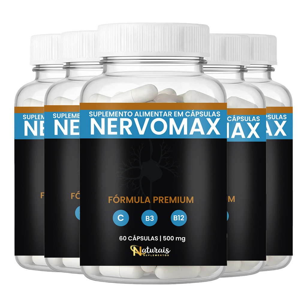 5 Nervomax Suplemento 60 Cápsulas - O Mesmo Do Site Sem Sabor